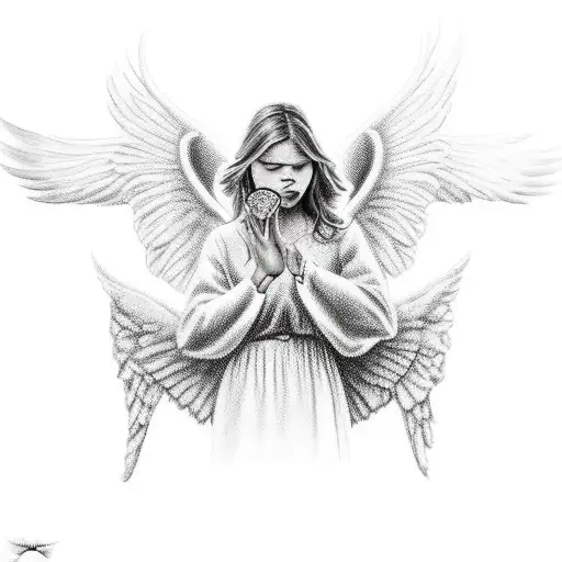 angel doing shhh with his finger tattoo design idea