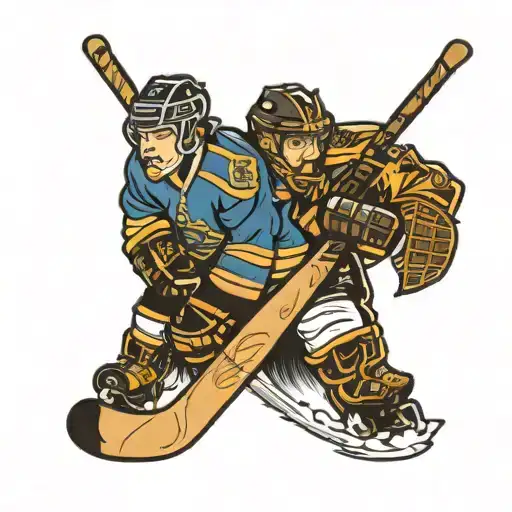 hockey and the names Ethan and Ben tattoo design idea