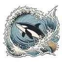 orca jumping out of a wave tattoo design idea