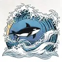orca jumping out of a wave tattoo design idea