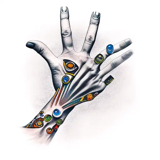 open hand eyes  tattoo design idea