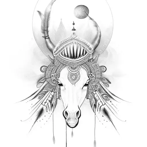 Indian on spotted horse tattoo design idea