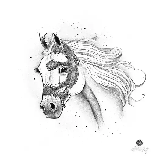 Indian planting a Speer on a horse tattoo design idea