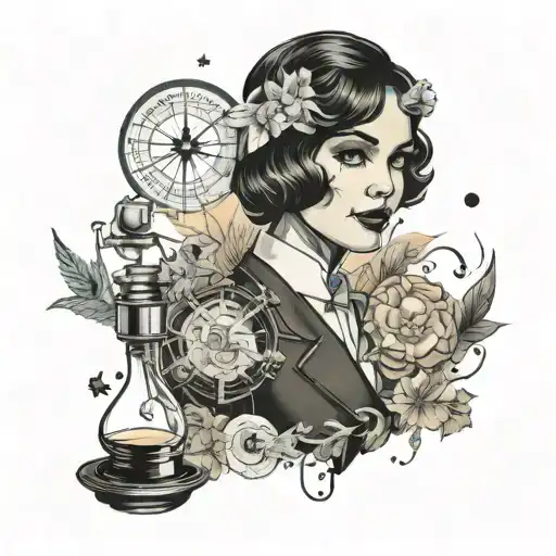 20s hollywood actress and scientist  tattoo design idea
