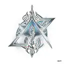 Devil's trident comming out from a triangle of fire tattoo design idea