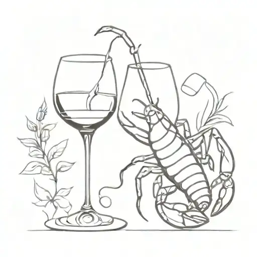 lobster and wine glass  tattoo design idea