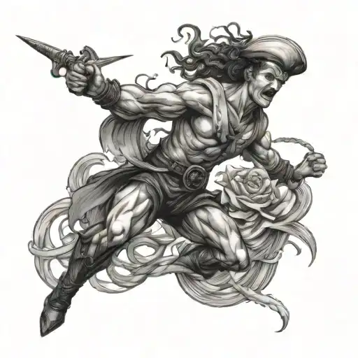 sailor fighting the sirens in storm  tattoo design idea