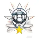 Mario getting star tattoo design idea