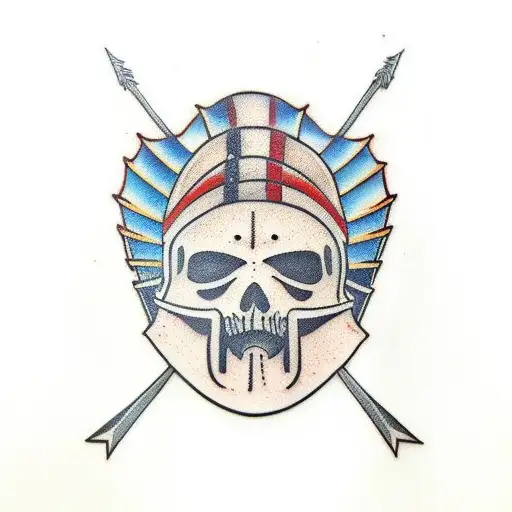 gladiator mask for upper back  tattoo design idea