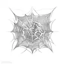 Spider Web with leaves tattoo design idea