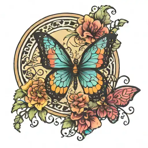 sathya name in moon butterfly surround kind tattoo design idea