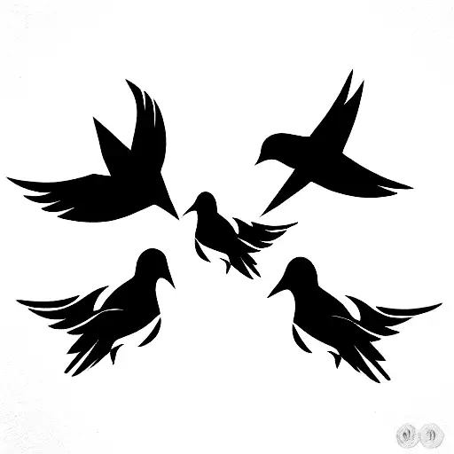 pack of black birds tattoo design idea