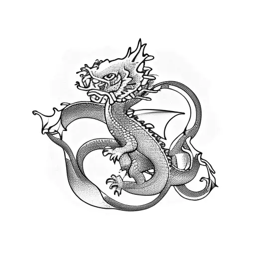 dragon with koi carp and Lilly's  tattoo design idea