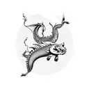 dragon with koi carp  tattoo design idea