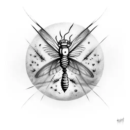 Sign of fireflyies from The Last of us stabbed by Ellie`s knife wrapped by Dina`s bracelet tattoo design idea