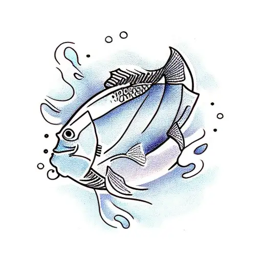 fish swimming in the aquarium symbol in one direction, with only one fish facing the other way  tattoo design idea