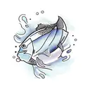 fish swimming in the aquarium symbol in one direction, with only one fish facing the other way  tattoo design idea