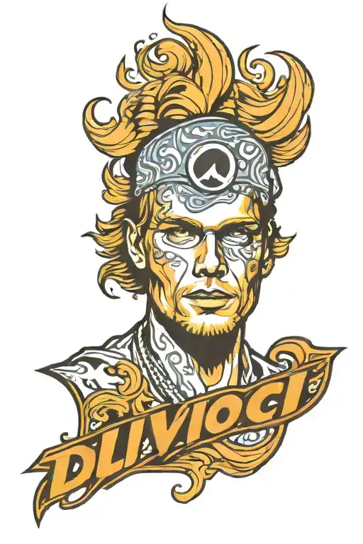 dj avicii logo with waves tattoo design idea