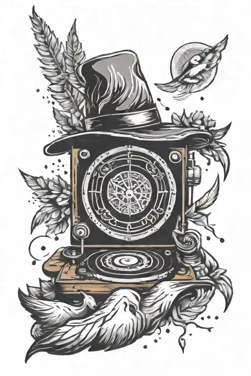 tattoo in a modern style with DJ Avicii and elements of the northern lights tattoo design idea