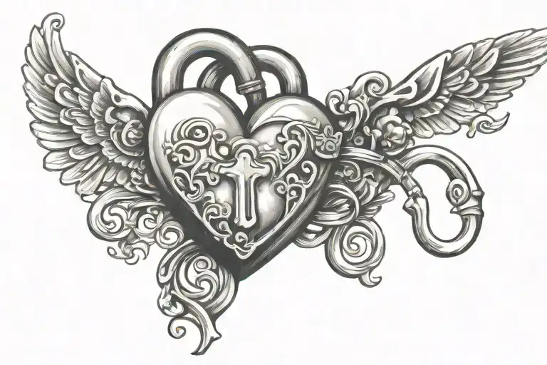 Heart shaped lock tattoo design idea