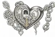 Heart shaped lock tattoo design idea