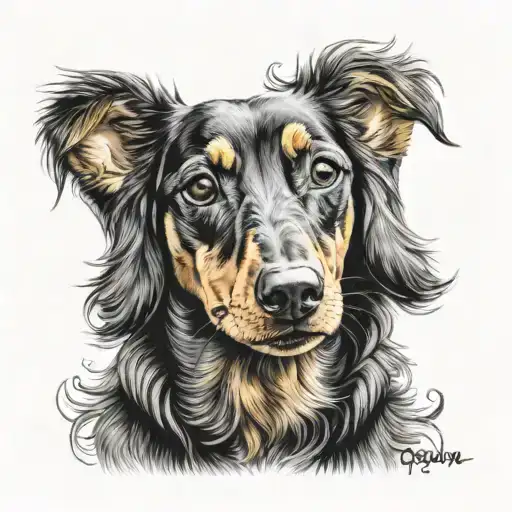 2 Dachshund dog tattoo design idea