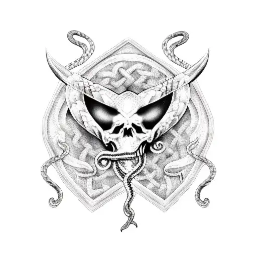 gothic Viking style with snakes  tattoo design idea
