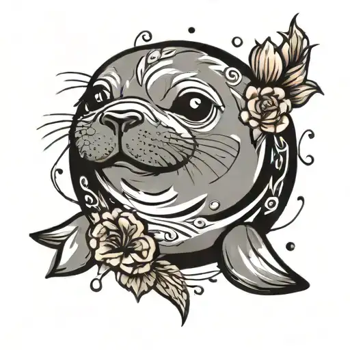feeling cute seal tattoo design idea