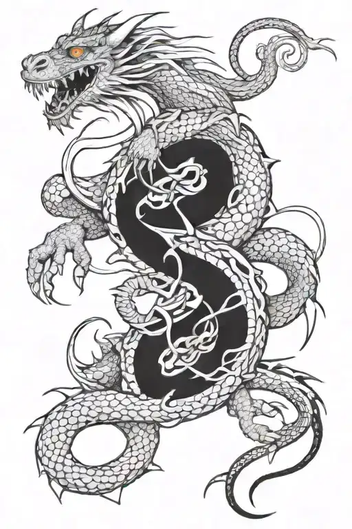 dragon with a rat in it's claws surrounded by a snake with a tiger on it's back tattoo design idea