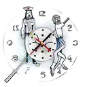 Clock and two men walking to heaven holding hands on with long hair one holding drum sticks and one holding a hammer tattoo design idea