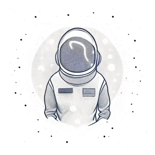full body picture of a man wearing regular clothes and a astronaut helmet. in one hand is a guitar. tattoo design idea