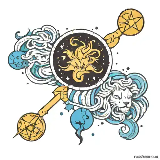 constellation of Leo, Aquarius and Gemini symbol intertwined tattoo design idea