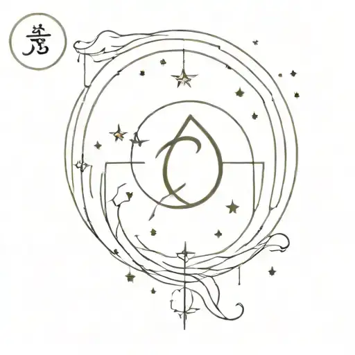 constellation of Leo, Aquarius and Gemini symbol combined tattoo design idea