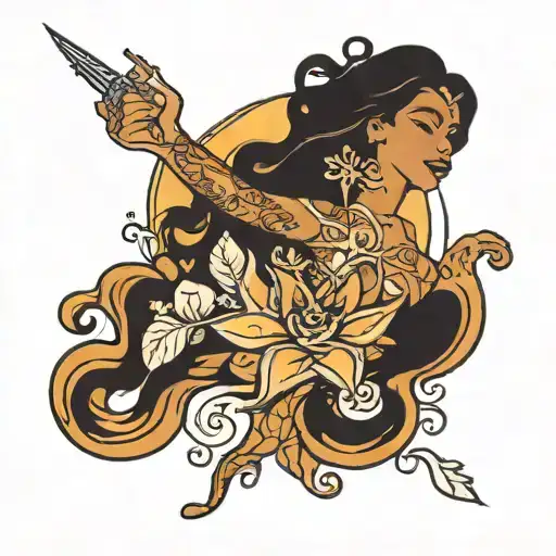 sunshine from tangled with moana inspired wave tattoo design idea
