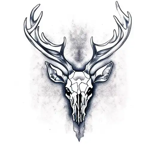 stag skull rutting stag head tattoo design idea