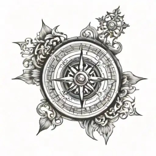 viking Compass rounded of a sun tattoo design idea