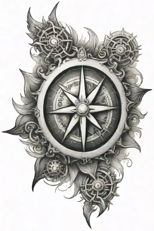 sun with a viking Compass inside of it tattoo design idea