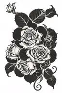 Fistick last name with roses tattoo design idea