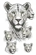 lioness and 3 cubs face only tattoo design idea