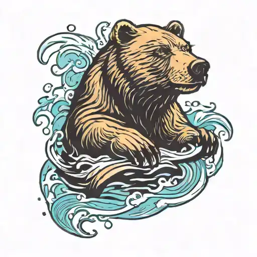A traditional style tattoo of a bear swimming in a pool tattoo design idea