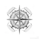 cross with compass  tattoo design idea