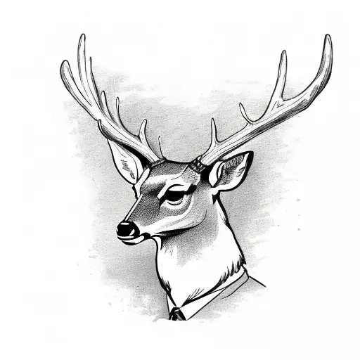 Deer head in a suit tattoo design idea