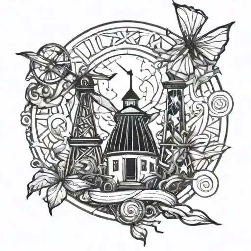 Combine elements from League of Legends with wind turbines to create a unique tattoo design tattoo design idea