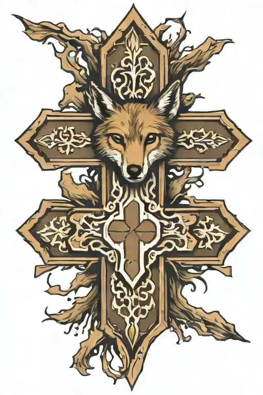 Cross with coyote tracks going toward the cross tattoo tattoo design idea