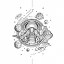 Astronaut in universe lost in space tattoo design idea