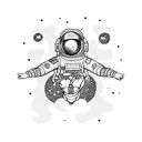 Astronaut in universe lost in space tattoo design idea