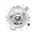 Astronaut in universe lost in space tattoo design idea
