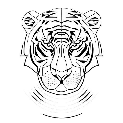 Create a minimalist tattoo of a football with the pattern of tiger stripes tattoo design idea