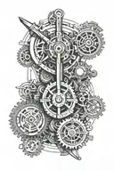 Pistons and gears, with anchor surrounded tattoo design idea