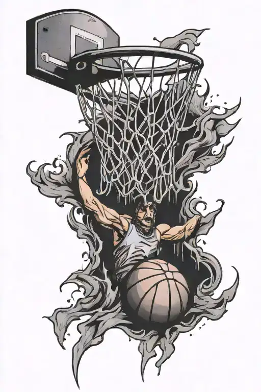 basketball hoop made tattoo design idea